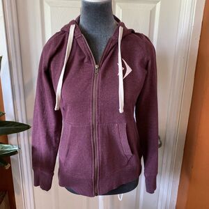 District Hoodie Women’s Size Small Zip Up Burgundy Drawstring Front Pockets